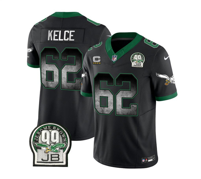 Men's Philadelphia Eagles #62 Jason Kelce Black 2023 F.U.S.E. With 4-star C Patch Throwback Vapor Untouchable Limited Football Stitched Jersey